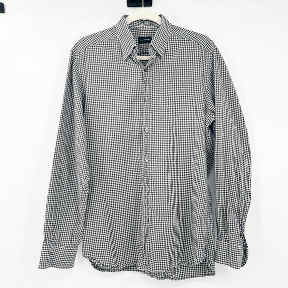 Ermenegildo Zegna Mens Casual Work Gingham Check‎ Long Sleeve Button Up Shirt M - Picture 1 of 7